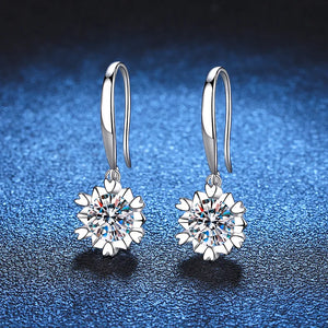 Sterling Silver Moissanite Stud Earrings Snowflake for Women