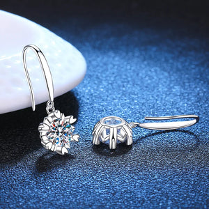 Sterling Silver Moissanite Stud Earrings Snowflake for Women