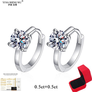 Sterling Silver Moissanite Earrings PT950 D 50 Pts