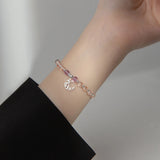 925 Silver Moon Crystal Pendant Bracelet for Women Student Teen Summer Jewelry