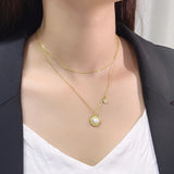 Moon & Star Pearl Necklace - Sterling Silver for Women