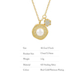 Moon & Star Pearl Necklace - Sterling Silver for Women