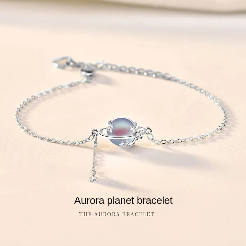 Sterling Silver Moonstone Planet Bracelet Elegant Dinner Jewelry