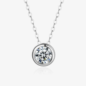 925 Silver Mosonite Round Pendant Necklace for Women
