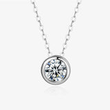 925 Silver Mosonite Round Pendant Necklace for Women