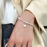 S925 Pearl Bracelet South Korea Dongdaemun Heavy Industry Ball Bead Small Lock