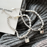 S925 Silver Baroque Pearl Bracelet Ball Bead Lock Bracelet