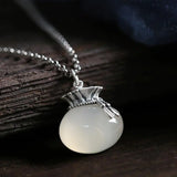 S925 Sterling Silver Chalcedony Money Bag Pendant