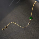 S925 Sterling Silver Emerald Bracelet Retro Style All-Match