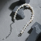 Sterling Silver Pearl Cross Eye Bracelet Irregular Pulseira Jewelry