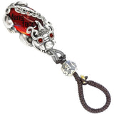 S925 Sterling Silver Garnet Pixiu Pendant Charms Keychain
