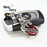 S925 Sterling Silver Garnet Pixiu Pendant Charms Keychain