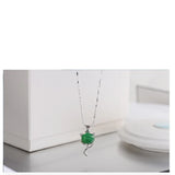 Sterling Silver Green Chalcedony Fox Pendant Necklace