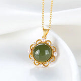 S925 Sterling Silver Hetian Jade Gray Jade Pearl Pendant Necklace