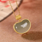 Sterling Silver Gray Jade Ruyi Necklace for Ladies