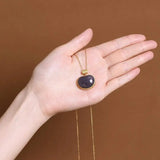Sterling Silver Hetian Jade Gray Jade Ruyi Retro Necklace