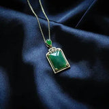 S925 Sterling Silver Hetian Jade Green Jade Pendant Necklace