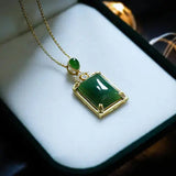 S925 Sterling Silver Hetian Jade Green Jade Pendant Necklace