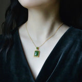 S925 Sterling Silver Hetian Jade Green Jade Pendant Necklace