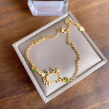S925 Sterling Silver Hetian Jade Little Crab Jewelry Set Retro Women's Bracelet