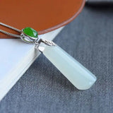 S925 Sterling Silver Hetian Jade Necklace Female Tranquility Peace Pendant