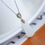 S925 Sterling Silver Hetian Jade Necklace Female Tranquility Peace Pendant