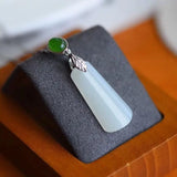 S925 Sterling Silver Hetian Jade Necklace Female Tranquility Peace Pendant