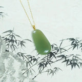 Sterling Silver Gray Hetian Jade Necklace for Women with Lucky Pendant