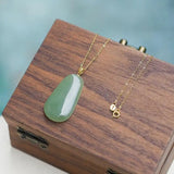 925 Sterling Silver Gray Jade Necklace for Women Lucky Pendant