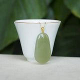 Sterling Silver Gray Hetian Jade Necklace for Women with Lucky Pendant