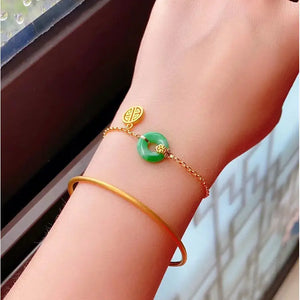 S925 Sterling Silver Hetian Jade Safety Buckle Bracelet