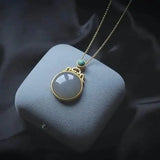 S925 Sterling Silver Hetian Jade Mauve Pendant Necklace