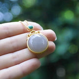 S925 Sterling Silver Hetian Jade Mauve Pendant Necklace