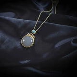 S925 Sterling Silver Hetian Jade Mauve Pendant Necklace