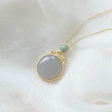 S925 Sterling Silver Hetian Jade Mauve Pendant Necklace