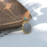 S925 Sterling Silver Hetian Jade Mauve Pendant Necklace