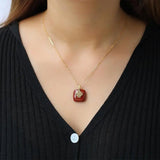 Sterling Silver Hetian Jade Money Bag Pendant, Geometric Necklace Retro Women's