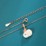 Sterling Silver Hotan Jade Rabbit Zodiac Necklace
