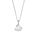 Sterling Silver Hotan Jade Rabbit Zodiac Necklace