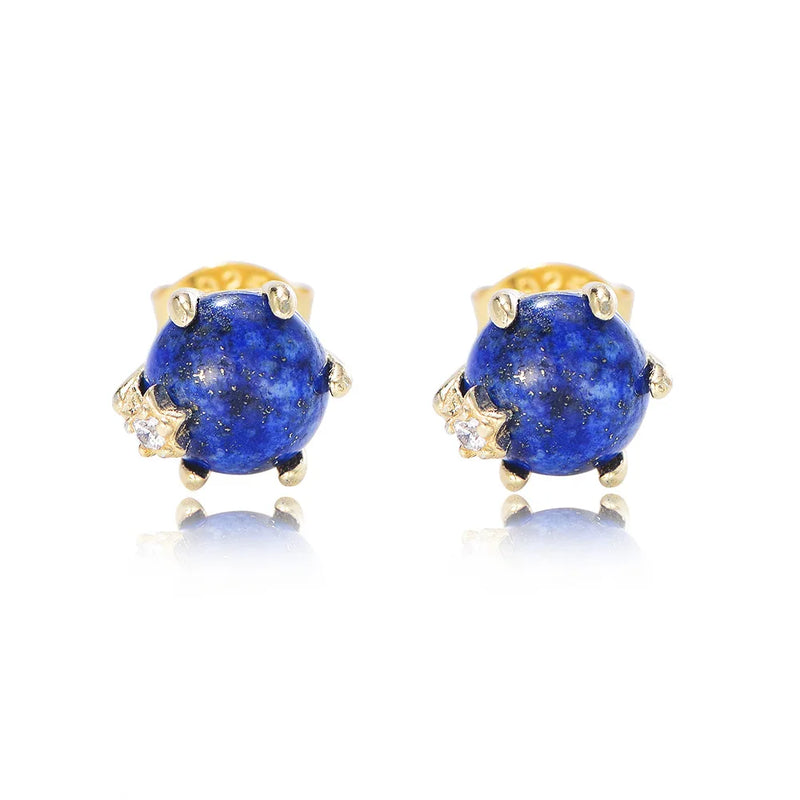 S925 Sterling Silver Lapis Lazuli Bead Earrings