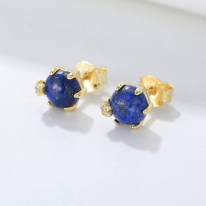S925 Sterling Silver Lapis Lazuli Bead Earrings
