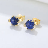 S925 Sterling Silver Lapis Lazuli Bead Earrings