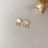 S925 Silver Mother of Pearl Cloud CZ Drop Stud Earrings
