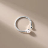 925 Silver Bead Ring for Women's Ins Style Opening Ring