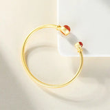 S925 Sterling Silver Red Agate Bracelet Lady Open-Ended Personality Style