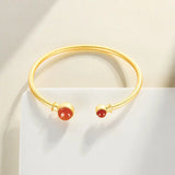 S925 Sterling Silver Red Agate Bracelet Lady Open-Ended Personality Style