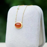 S925 Sterling Silver Red Agate Turquoise Egg Necklace Pendant