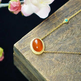 S925 Sterling Silver Red Agate Turquoise Egg Necklace Pendant