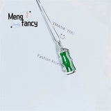 S925 Sterling Silver Wada Jade Clavicle Chain Lucky Bamboo Couple Pendants