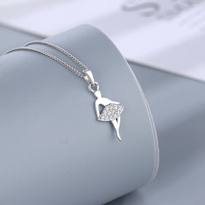 S925 Dancing Girl Zircon Pendant Necklace for Female